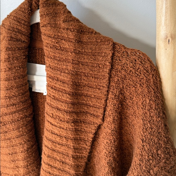 Anthropologie Denise Textured Knit Cocoon Cardigan Sweater Rust Orange Brown M - Picture 8 of 15